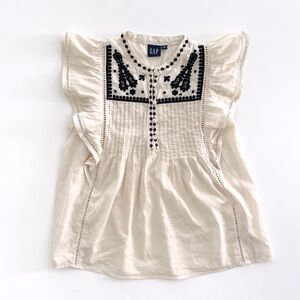 Gap Embroidered Flutter Sleeve Top